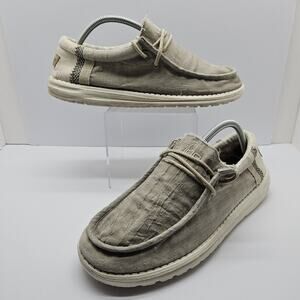 Hey Dude Wally Shoes Men’s Size 10 Natural Linen Khaki